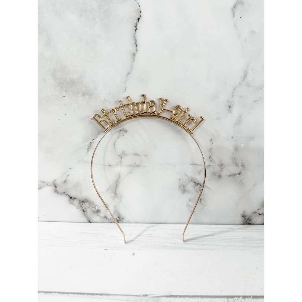 Rose Gold "Birthday Girl" Headband Tiara - Picture 2 of 13